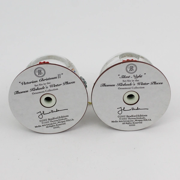 Thomas Kinkade Winter Places Snow Globe Set #6 Victorian Xmas II & Silent Night