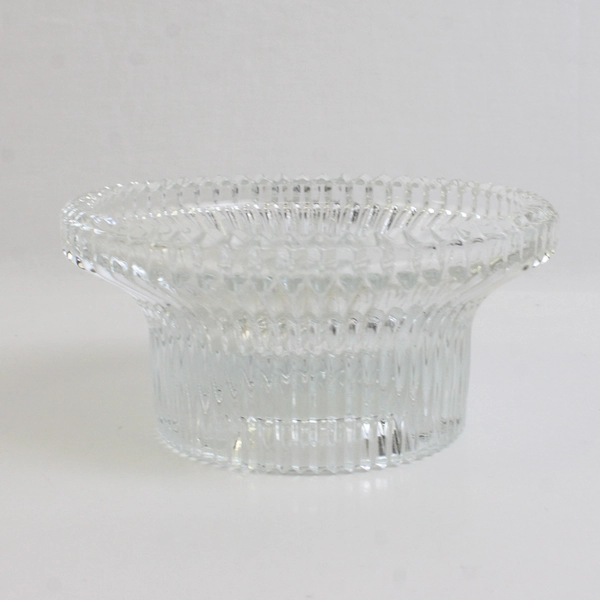 Indiana Glass Clear Ribbed Reversible Pillar Taper Candle Holder