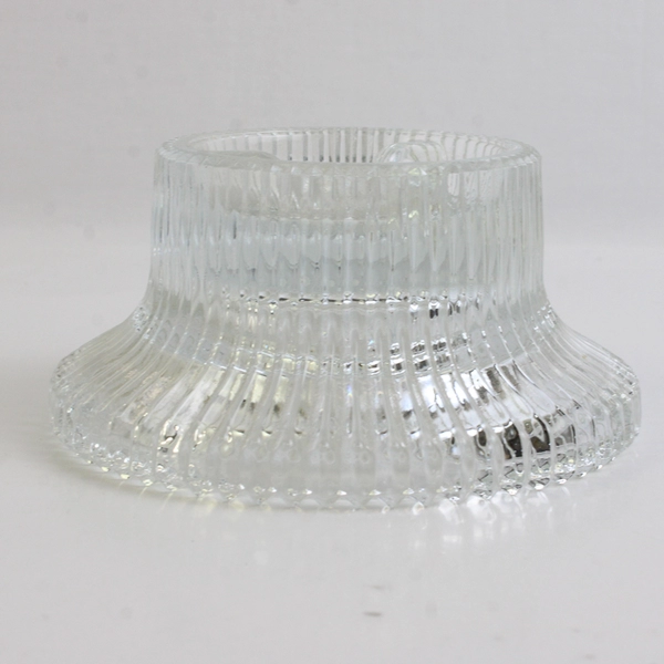 Indiana Glass Clear Ribbed Reversible Pillar Taper Candle Holder