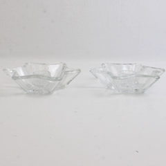 Set of 2 Clear Glass Star-Shaped Taper Candle Holders