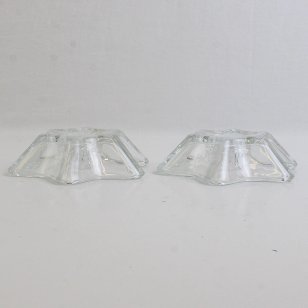 Set of 2 Clear Glass Star-Shaped Taper Candle Holders