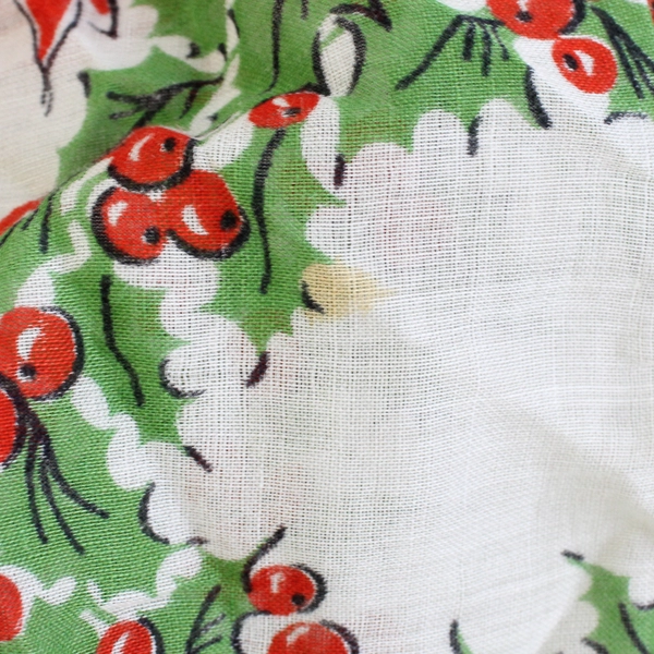 Vintage Handmade Holly and Ribbon Christmas Women's Half Apron FLAWED