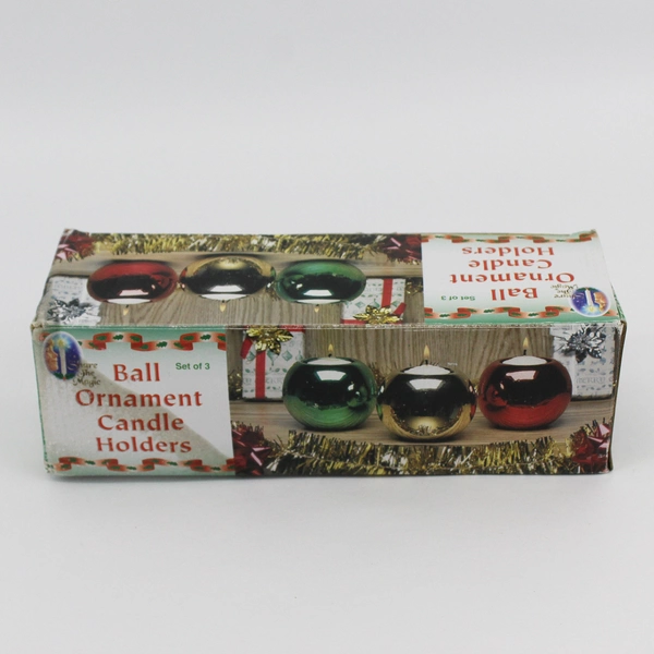 Vintage Set Of 3 Christmas Ball Ornament Candle Holders By Chadwick-Miller