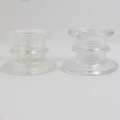 Set of 2 Clear Glass Taper Candle Holders 1-3/4"