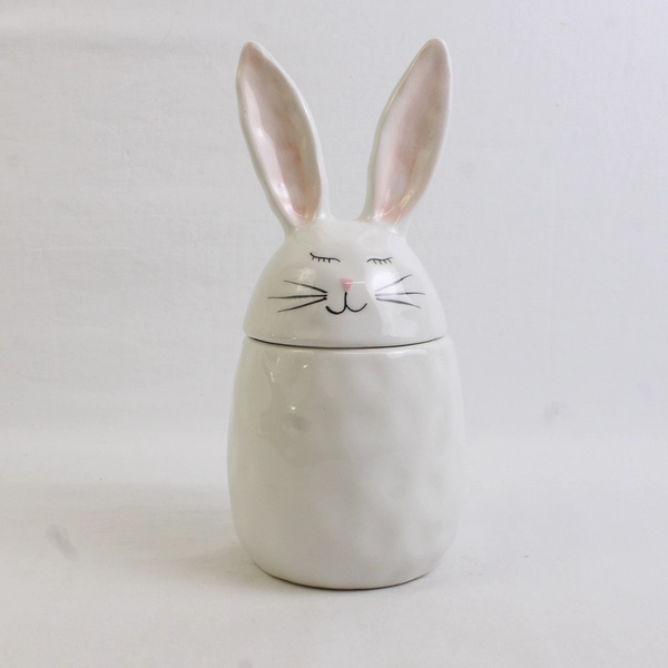 10 Strawberry Street Whimsical Cupboard White Bunny Rabbit Candy Jar FLAW