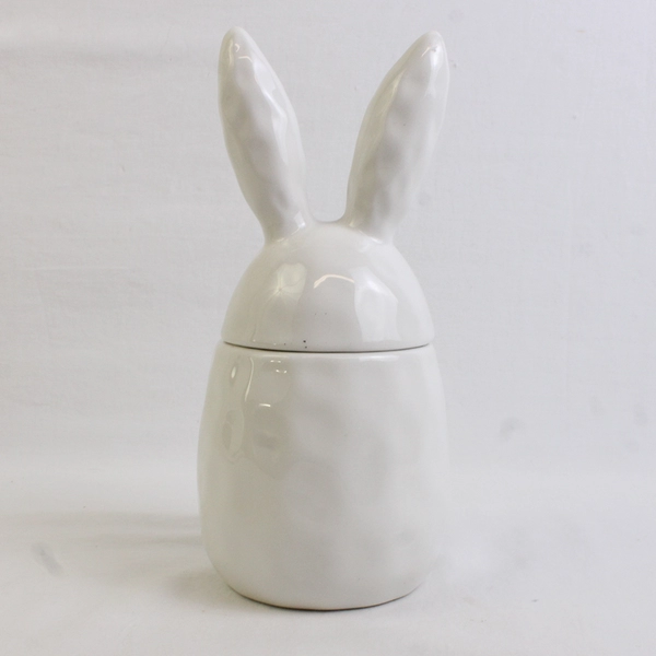 10 Strawberry Street Whimsical Cupboard White Bunny Rabbit Candy Jar FLAW