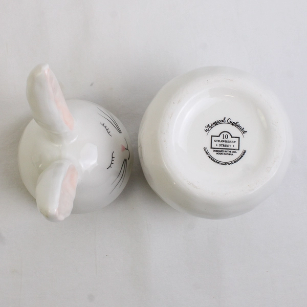 10 Strawberry Street Whimsical Cupboard White Bunny Rabbit Candy Jar FLAW