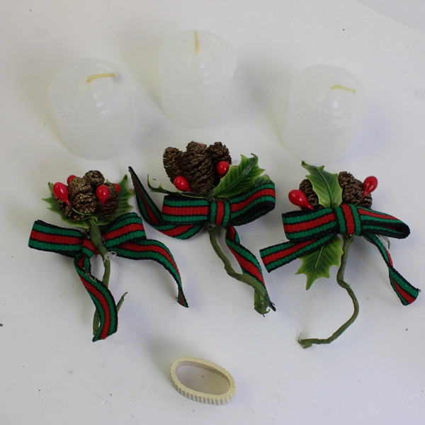 Set of 3 VTG Christmas Around The World Brass Bugle Candleholders MISSING PIECE