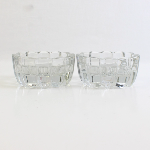 Set of 2 Princess House Clear Crystal Reversible 3-Way Candle Holders