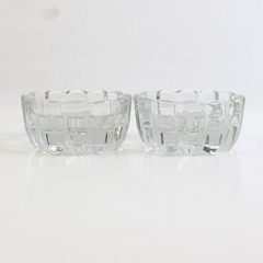Set of 2 Princess House Clear Crystal Reversible 3-Way Candle Holders