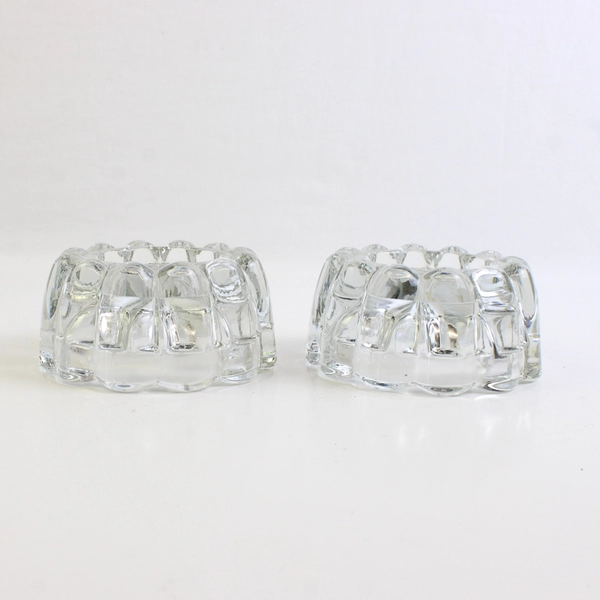 Set of 2 Princess House Clear Crystal Reversible 3-Way Candle Holders