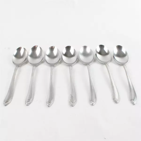 Set of 7 Oneida Shasta Stainless Oval Soup Spoons 6.75"