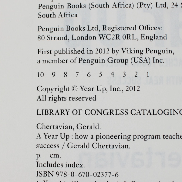 A Year Up by Gerald Chertavian 2012 Hardcover No Dust Jacket For Young Adults