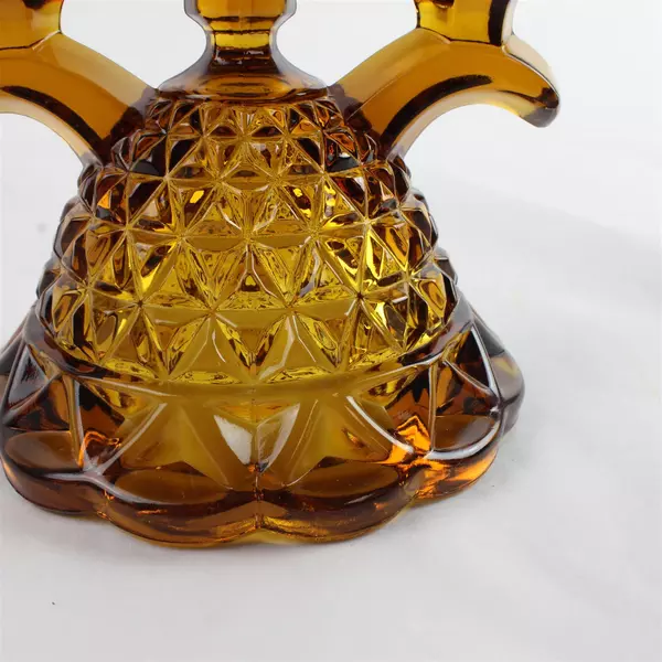 Vintage Imperial Glass Katy Amber Gold Double Stick Candle Holder 4.5in
