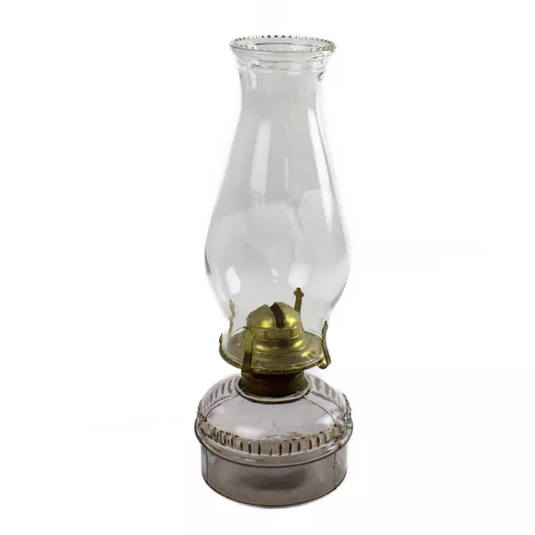 Vintage Glass Hurricane Lamp with Chimney 12.5" Tall Rustic Decor
