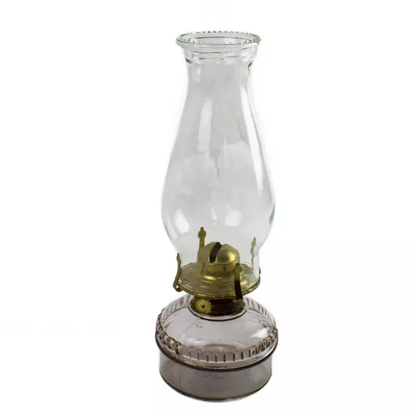Vintage Glass Hurricane Lamp with Chimney 12.5" Tall Rustic Decor