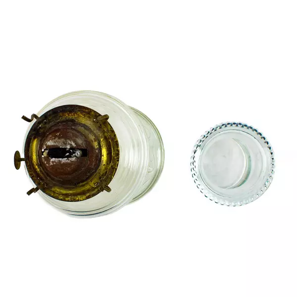 Vintage Early American Clear Glass Beehive Pattern Oil Hurricane Lamp