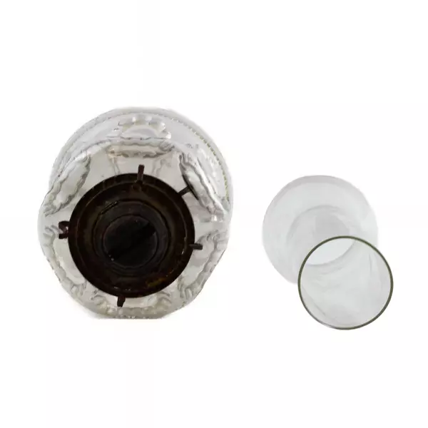 Vintage Peacock Feather Finger Lamp Hurricane Shade 17.5" 