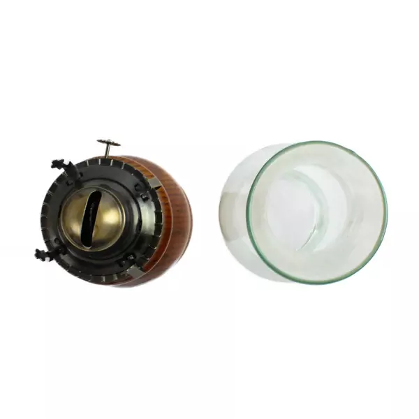 Vintage Hurricane Oil Lamp with Wood Base 14.5" Tall Rustic Decor