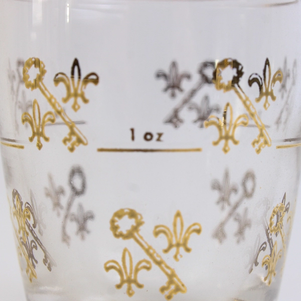 Lot Of 3 Unbranded Matching Clear Glass Shot Glasses Gold Accent Key 2.5" Tall