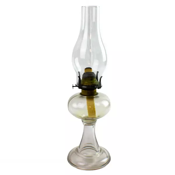 Vintage Clear Glass Hurricane Lamp with Chimney & Burner 18" 