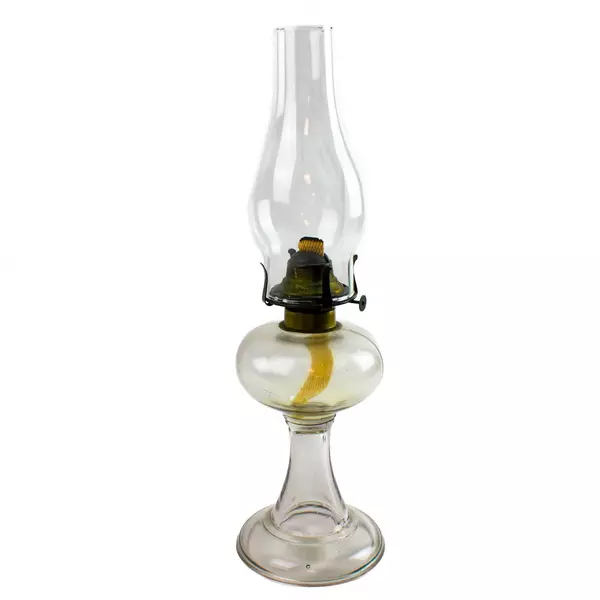 Vintage Clear Glass Hurricane Lamp with Chimney & Burner 18" 