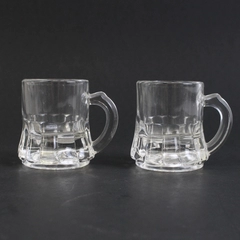 Lot Of 2 Unbranded Matching Clear Glass Shot Glasses With Small Handles 2" Tall
