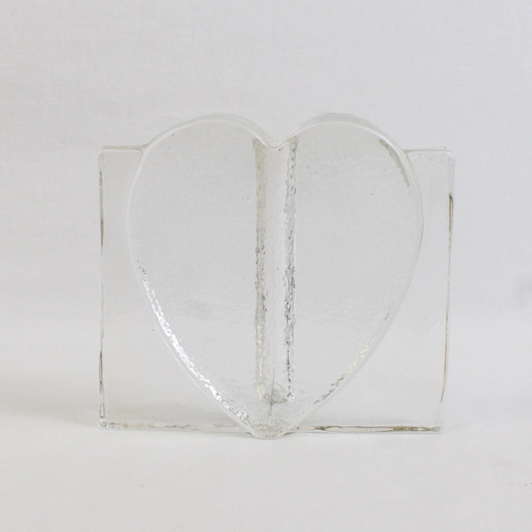 Two's Company Inc Handblown Clear Glass Heart Shaped Bud Vase 4" Tall