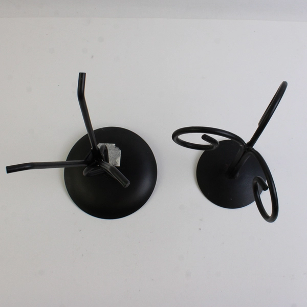 Lot Of 2 Unbranded Solid Black Color Metal Pillar Candle Holders 8.75" & 6.5"