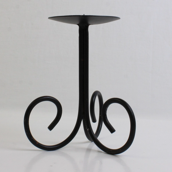 Lot Of 2 Unbranded Solid Black Color Metal Pillar Candle Holders 8.75" & 6.5"