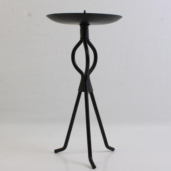 Lot Of 2 Unbranded Solid Black Color Metal Pillar Candle Holders 8.75" & 6.5"