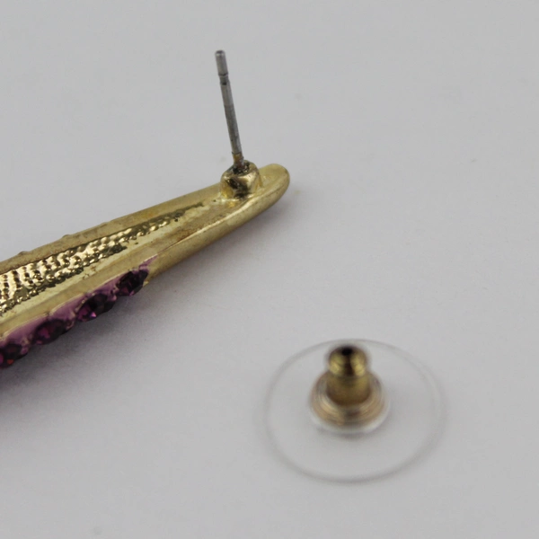 Purple Crystal Drop Earrings With Matching Pendant