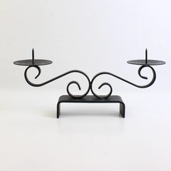 Hoemkraft McMinnville Oregon Solid Black Color Metal Pillar Candle Holder 6.5"