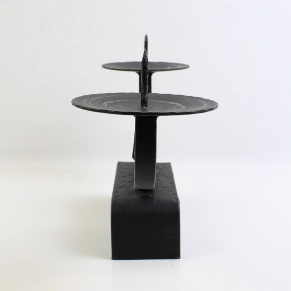 Hoemkraft McMinnville Oregon Solid Black Color Metal Pillar Candle Holder 6.5"