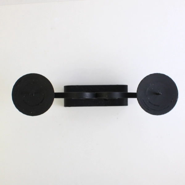 Hoemkraft McMinnville Oregon Solid Black Color Metal Pillar Candle Holder 6.5"