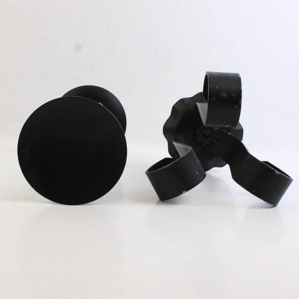 Lot Of 2 Unbranded Solid Black Color Metal Pillar Candle Holder 8.75" & 7" Tall