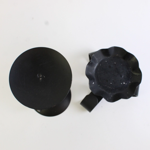 Lot Of 2 Unbranded Solid Black Color Metal Pillar Candle Holder 8.75" & 7" Tall