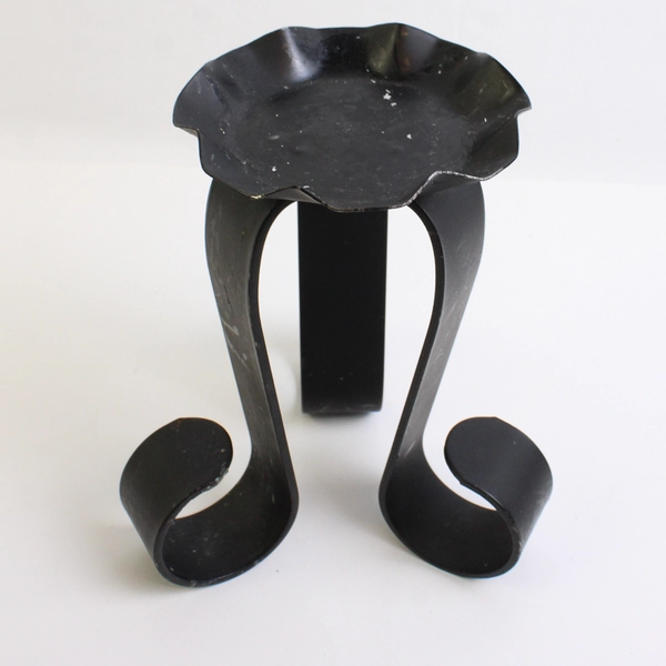 Lot Of 2 Unbranded Solid Black Color Metal Pillar Candle Holder 8.75" & 7" Tall