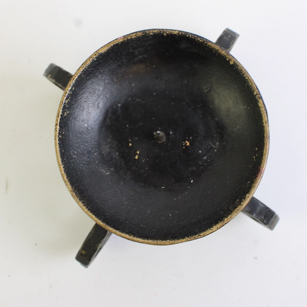 Hallmark Candles Solid Black Color Metal Pillar Candle Holder Swirl Pattern 6"