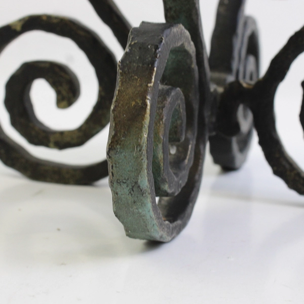 Hallmark Candles Solid Black Color Metal Pillar Candle Holder Swirl Pattern 6"