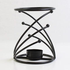 Unbranded Solid Black Color Metal Tealight Candle Holder Swirl Pattern 5" Tall