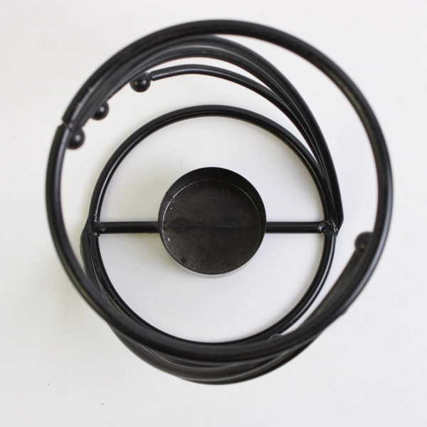 Unbranded Solid Black Color Metal Tealight Candle Holder Swirl Pattern 5" Tall