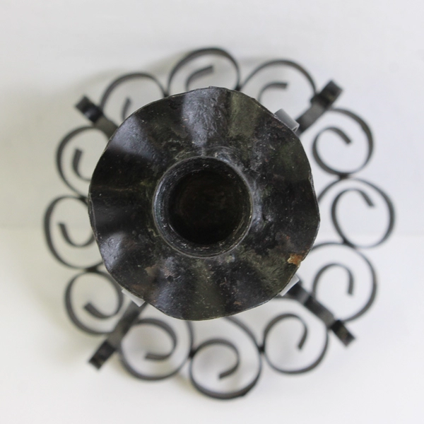 Unbranded Solid Black Color Metal Taper Candle Holder Swirl Pattern 10" Tall