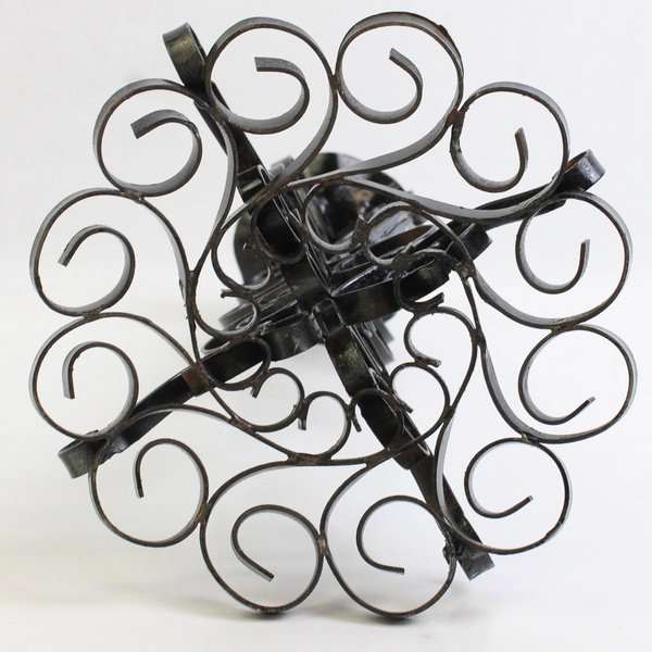 Unbranded Solid Black Color Metal Taper Candle Holder Swirl Pattern 10" Tall