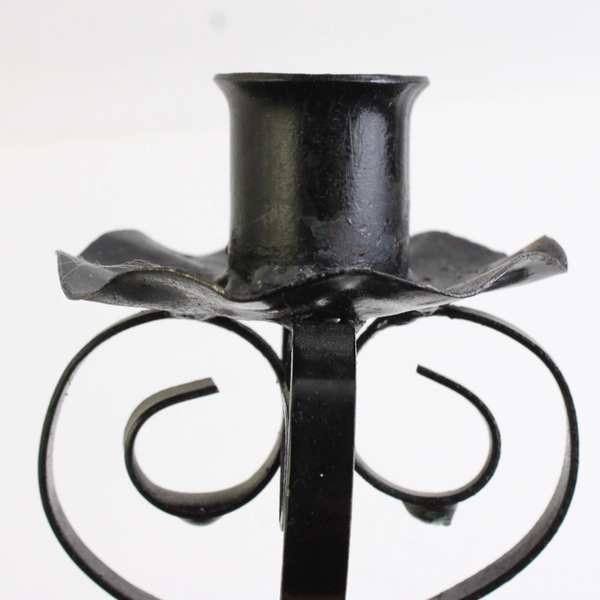 Unbranded Solid Black Color Metal Taper Candle Holder Swirl Pattern 10" Tall