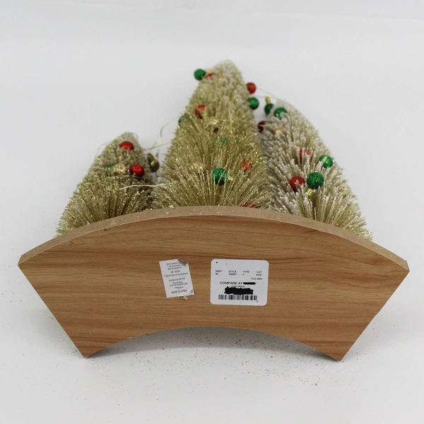 GTS Creative 3 Lighted And Glitter Christmas Trees Mantle Shelf Table Decoration