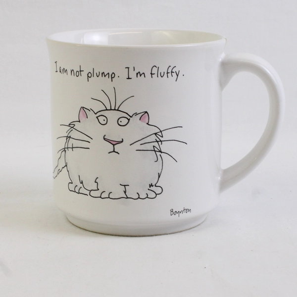 Boynton White Ceramic Coffee Mug I'm Not Plump I'm Fluffy Cat 3.75" Tall