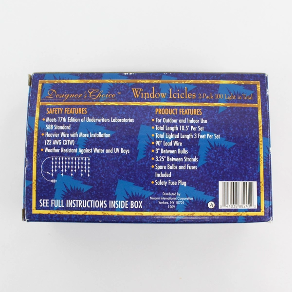 2 Pack Designers Choice Window Icicles String Lights Christmas Working