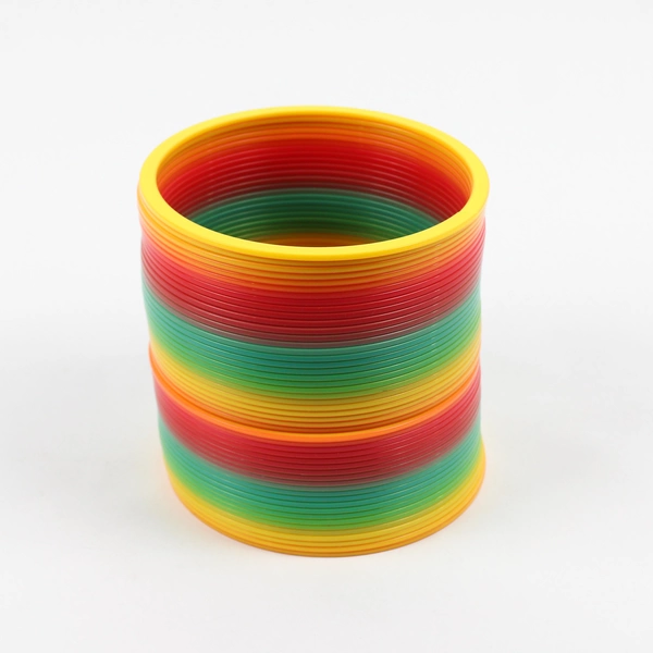 Unbranded Rainbow Jumbo Plastic Slinky 5in Tall Multi-Colored Fidget Toy 5"