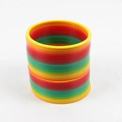 Unbranded Rainbow Jumbo Plastic Slinky 5in Tall Multi-Colored Fidget Toy 5"